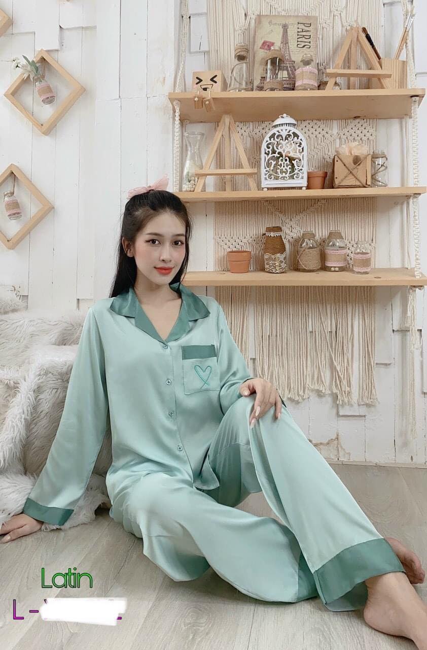 BỘ PIJAMA LỤA LATIN CAO CẤP - QUẦN DÀI TAY DÀI ( DƯỚI 56KG)