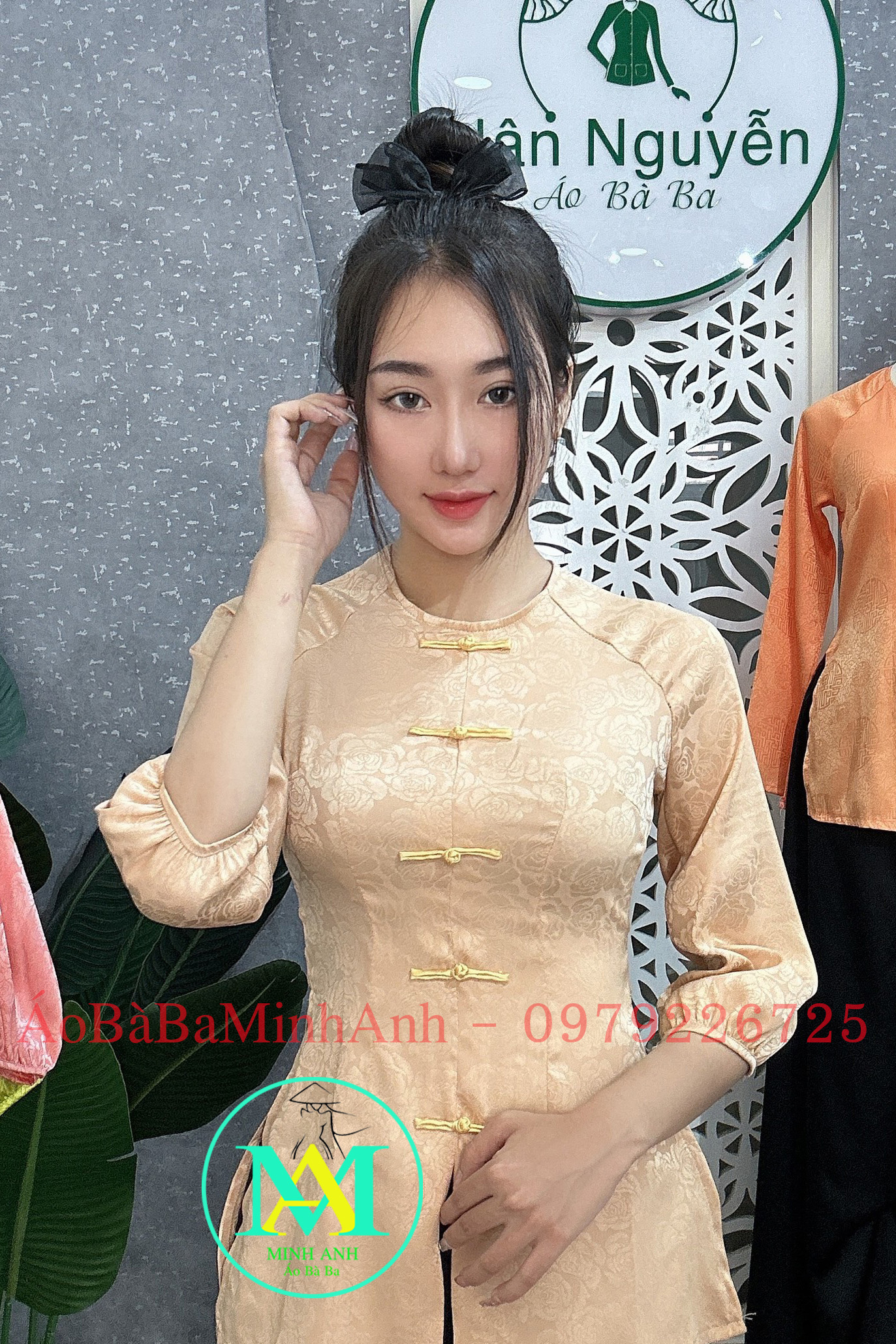 ÁO BÀ BA DÂY KÉO GẤM TRÀ MI (ÁO LẺ)
