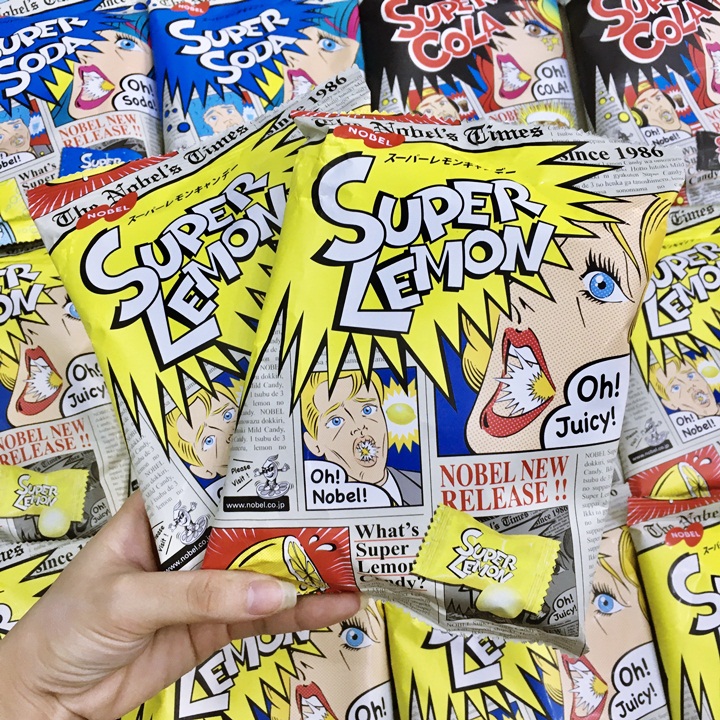 HOT ĐỦ 3 VỊ Kẹo siêu chua SUPER COLA LEMON COLA SUPER CANDY - Nhật Bản