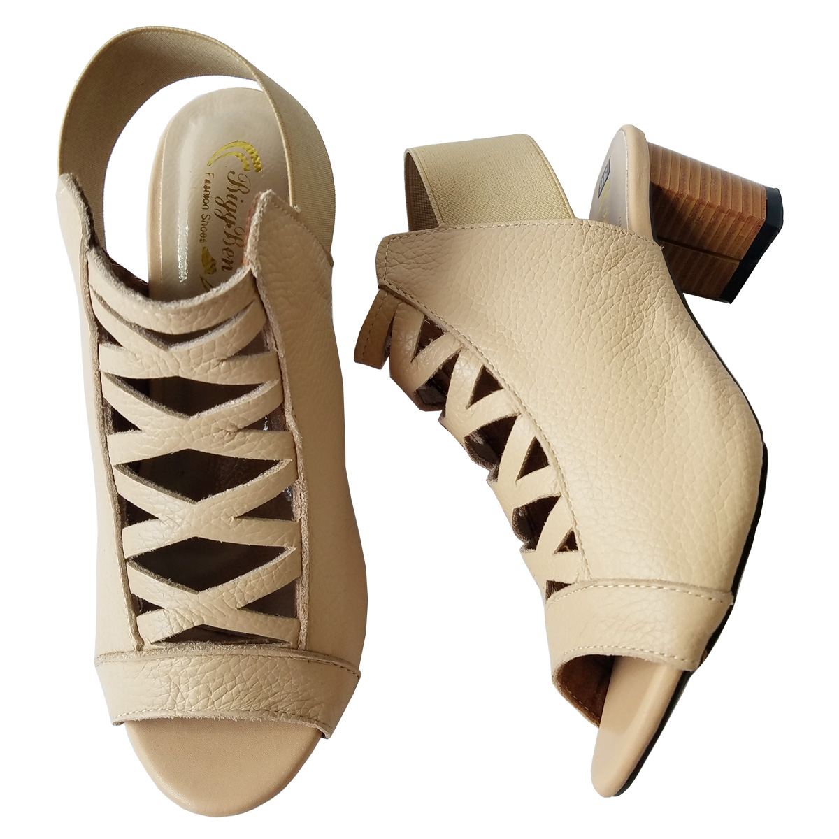 Giày Sandal Cao Gót Nữ BIGBEN Da Bò Cao 5 Phân CG139