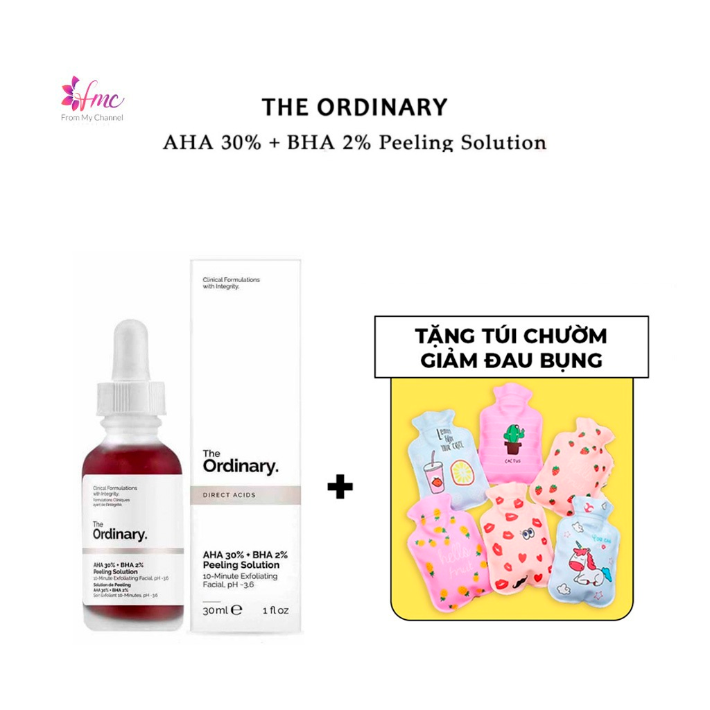[MUA 1 TẶNG 1] Tẩy tế bào chết The Ordinary AHA 30% + BHA 2% Peeling Solution 30ml + Tặng 1 túi chườm giảm đau bụng