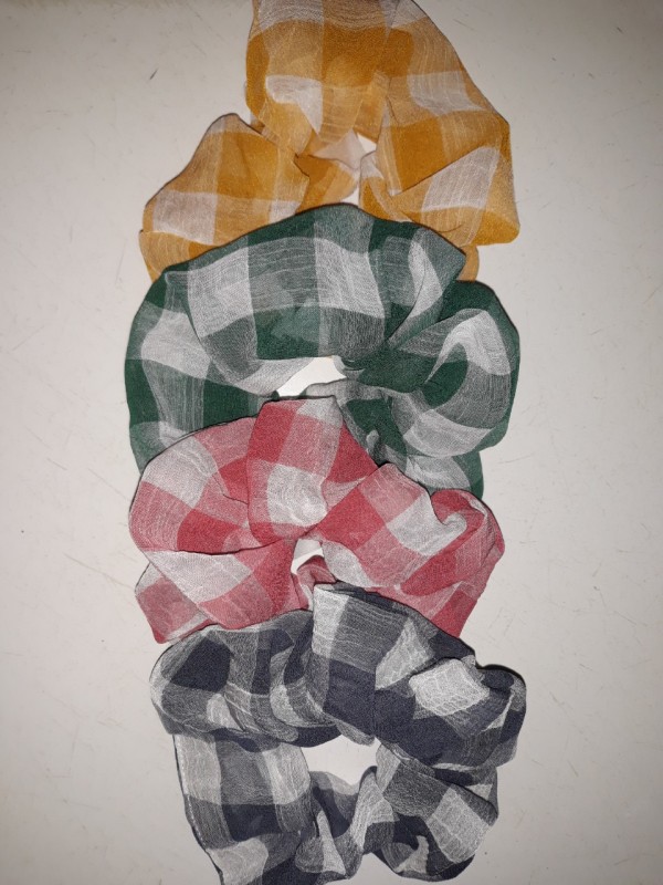 Scrunchies/Dây buộc tóc vải Caro voan cao cấp
