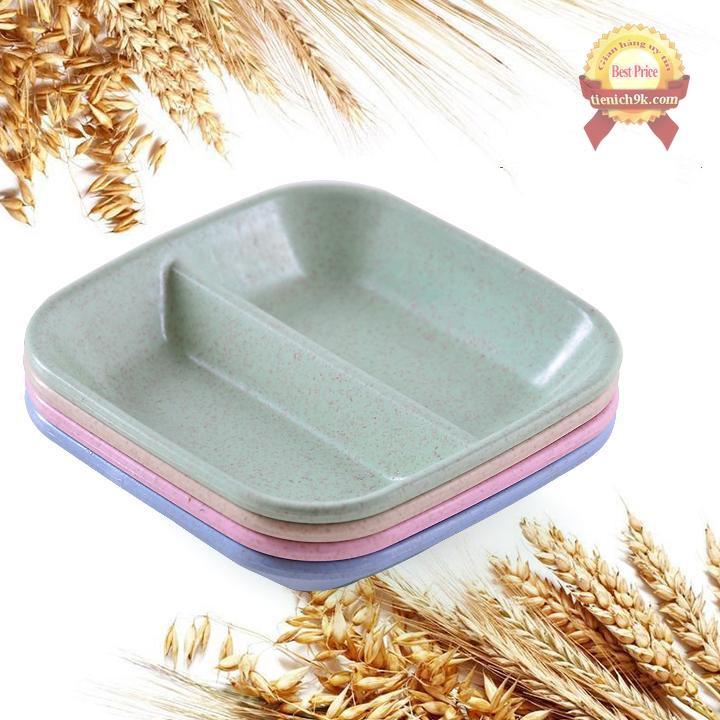 Combo 2 Đĩa đựng gia vị 2 ngăn bằng lúa mạch (bát nước chấm)