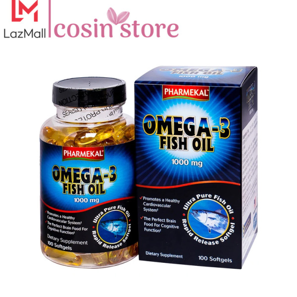 Viên uống Pharmekal Omega-3 Fish Oil 1000mg 100 viên - Omega 3 Dầu Cá Mỹ tốt cho mắt, tim và não bộ - Cosin Store
