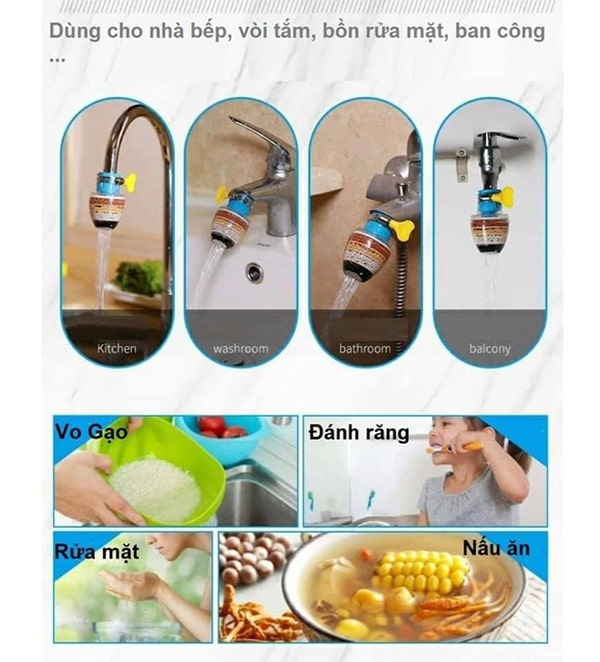 Đầu Lọc Nước Trực Tiếp Tại Vòi Gồm 6 Tầng Lọc