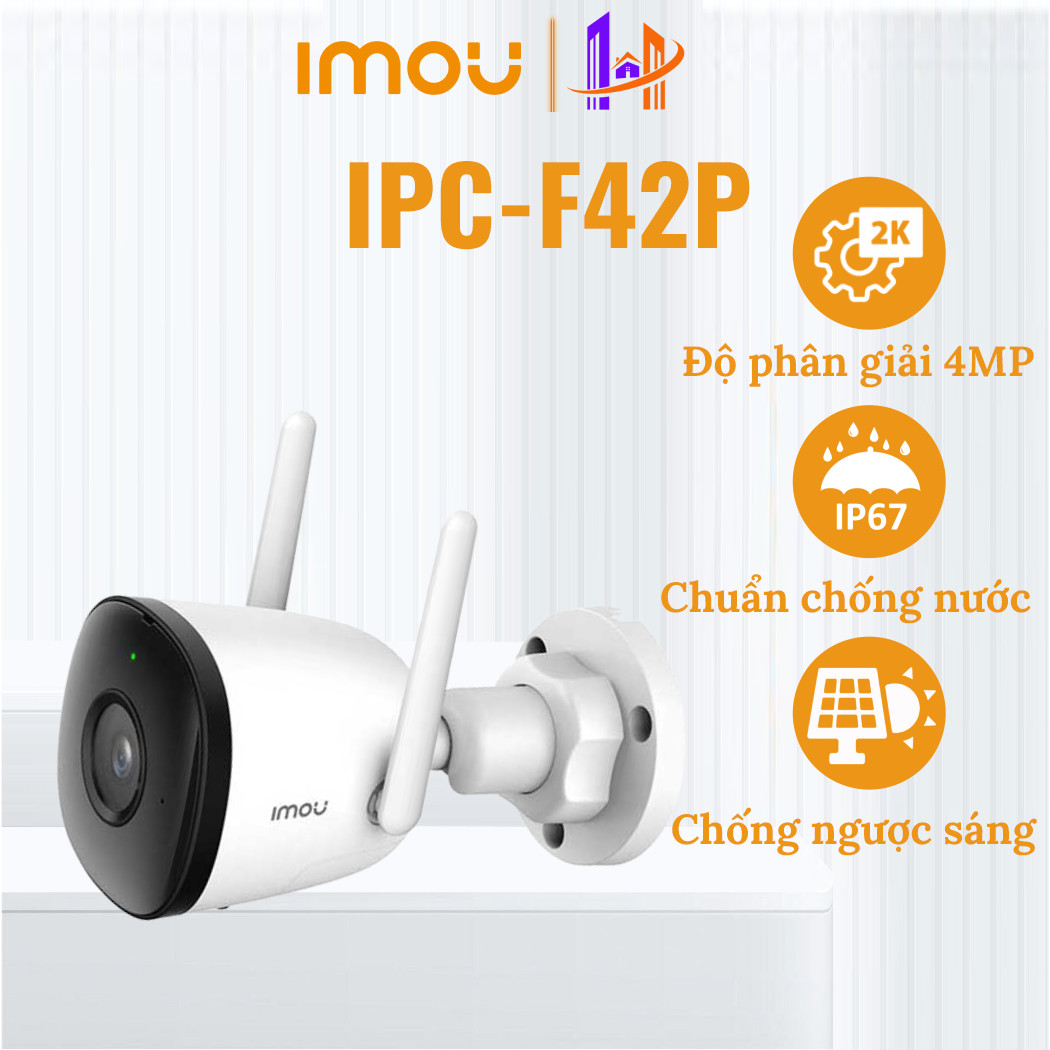  TẶNG HỘP BOX KỸ THUẬT  Camera IP Wifi Ngoài Trời 4MP IMOU IPC - F42P - Độ Phân Giải 2K Chống Nước IP67 - IMOU HOÀNG NGUYỄN 