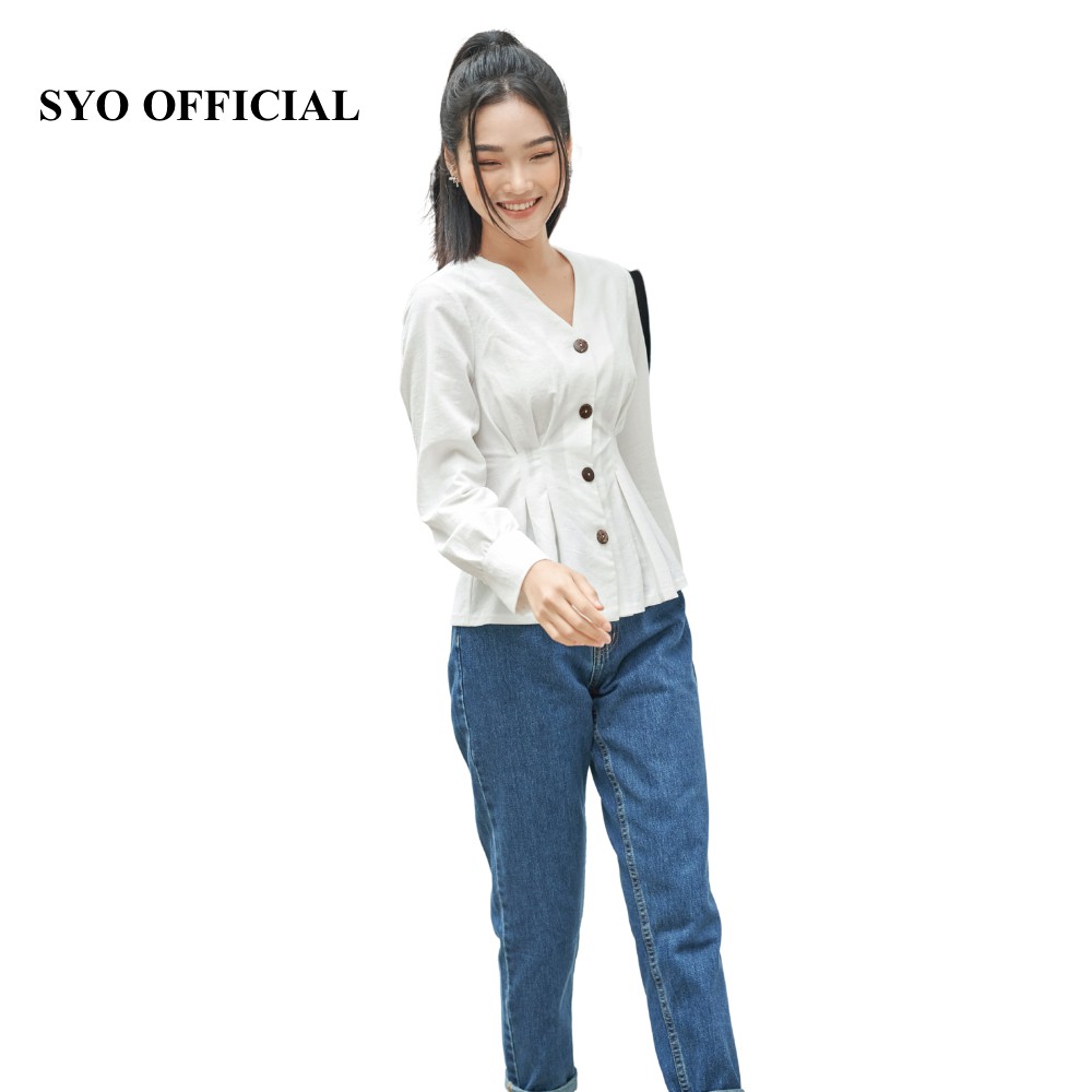 Áo Sơ Mi Xếp Ly Eo Tay Bồng, Măng Sét To A2002-21