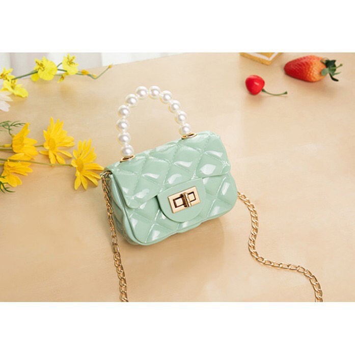 Túi đeo bé gái quai ngọc trai