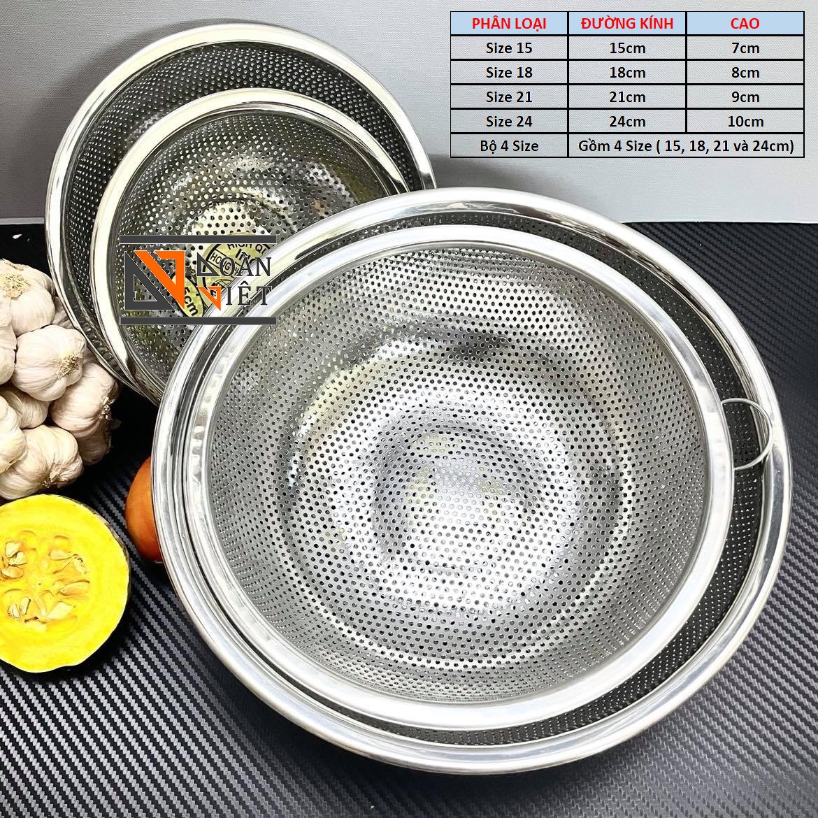 RỔ INOX (RÁ INOX) cao cấp dùng trưng hoa quả, rửa rau củ quả - NHIỀU SIZE GIÁ TỐT- DỤNG CỤ NHÀ BẾP TIỆN ÍCH