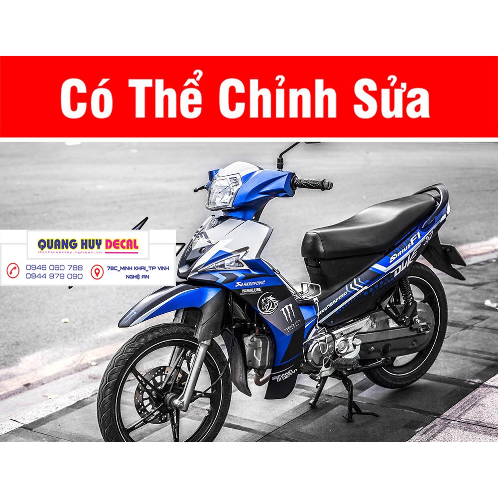 Tem trùm Sirius xanh đen monster Fi, team trùm sirius đẹp, độ tem sirius, tem dán xe máy sirius, decal sirius, tem trùm sirius rẻ đẹp