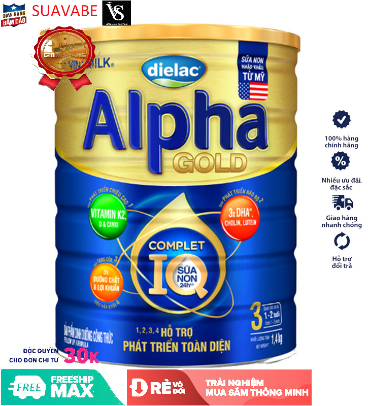 SỮA BỘT DIELAC ALPHA GOLD IQ 3 1400G (CHO TRẺ TỪ 1 - 2 TUỔI)