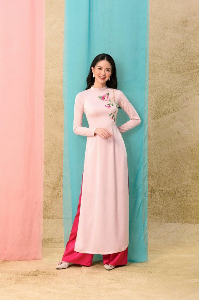 [HCM]Set áo dài họa tiết lụa tây thi