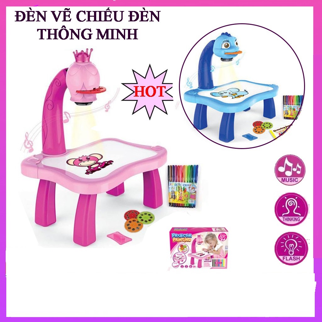 Bàn vẽ có đèn chiếu sáng thông minh cho bé - bộ đèn bàn máy chiếu học vẽ thông minh bảng vẽ chiếu thiếu nhi, bảng vẽ chiếu màu đa năng