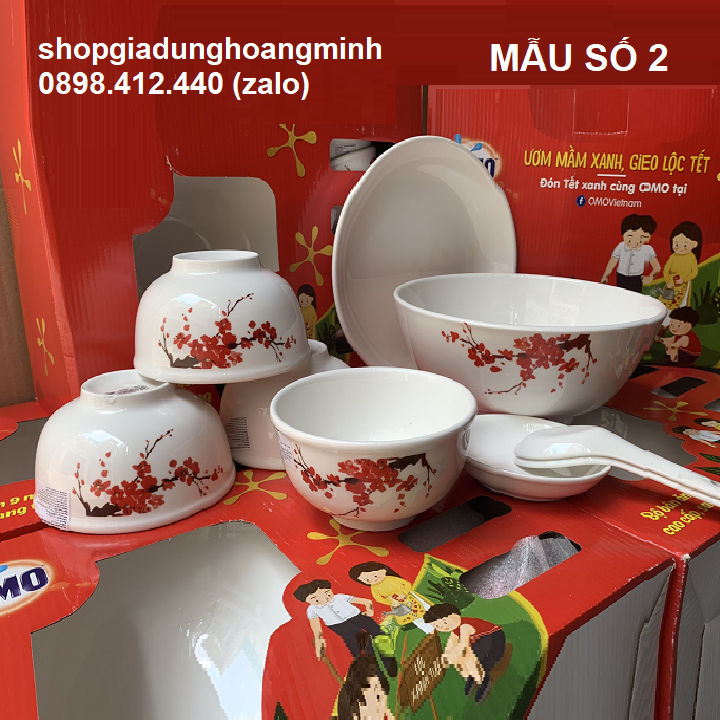 [HCM]bộ chén tô dĩa sứ hoa đào - chén tô dĩa sứ