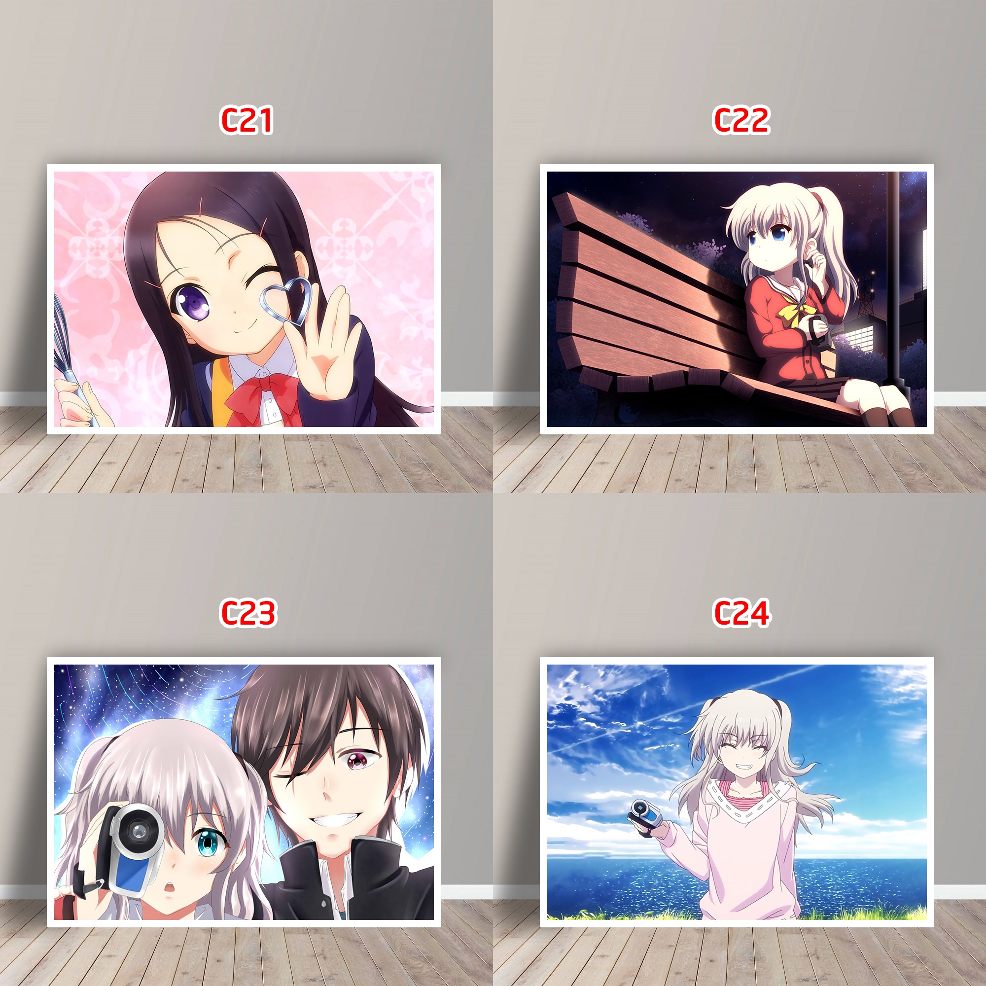 Tấm Postcard Cao Cấp Anime Charlotte (21cm x 15cm)