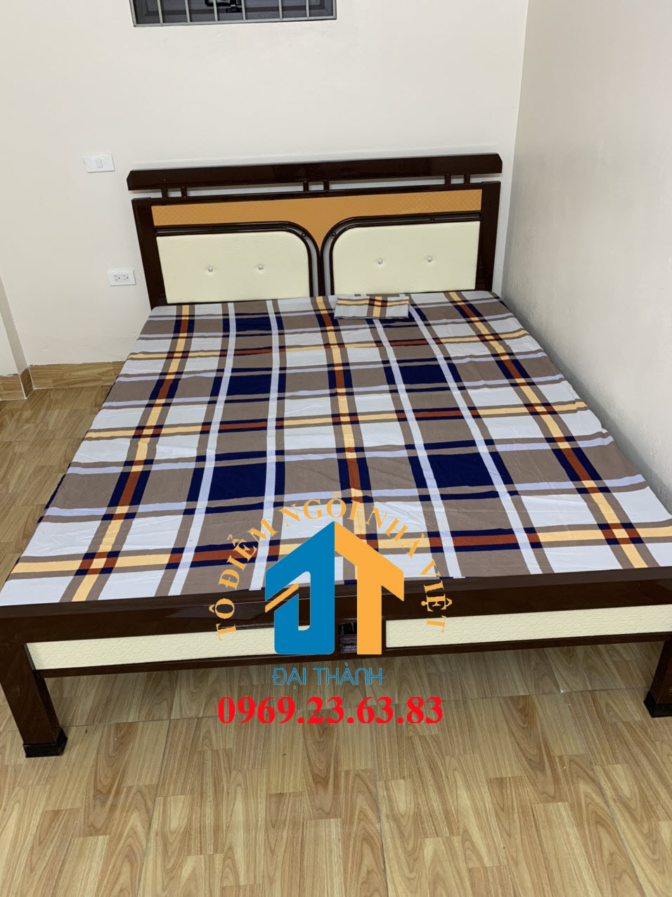 Giường  sắt kiểu gỗ 160×200 – DT22