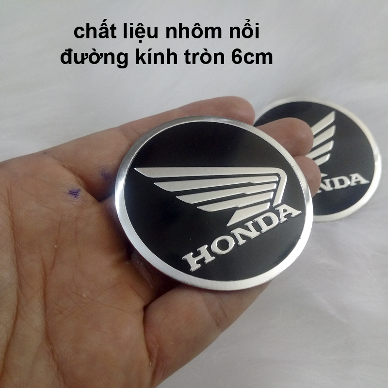 Bộ 2 Tem Tròn logo Cánh Chim Honda Nhôm Nổi 6cm cho xe máy