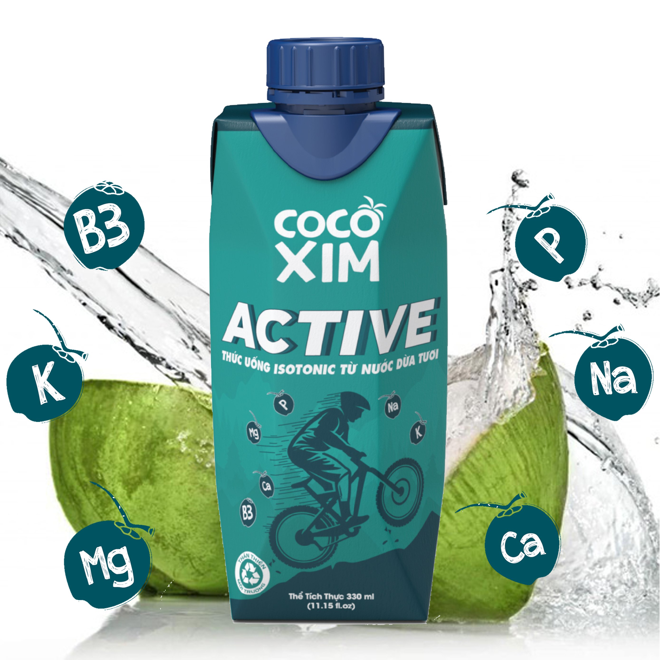 [BÙ NƯỚC - BÙ KHOÁNG] - Nước trái cây thể thao Isotonic Active đóng hộp từ 100% Dừa tươi nguyên chất - Thương hiệu COCOXIM 330ml - TT CIRINO
