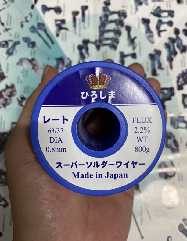Cuộn thiếc hàn 800gr hiroshima nhẹ nhiệt bóng 0.8mm chất lượng cao.
