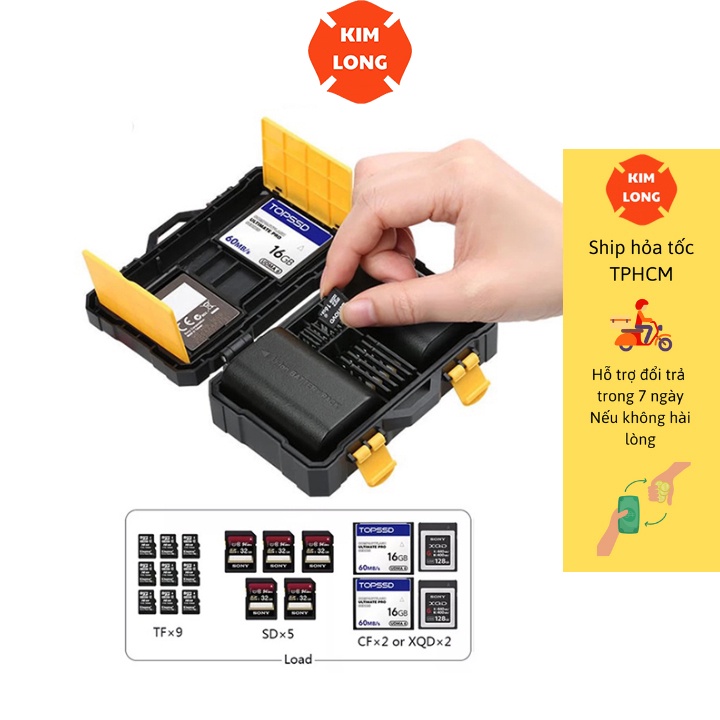 Hộp đựng thẻ nhớ pin máy ảnh du lịch chất liệu nhựa abs cứng cáp chống nước chống va đập