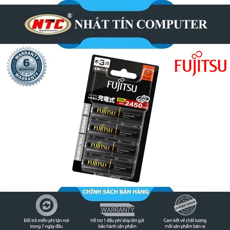 Vỉ 4 pin sạc AA Fujitsu 2450mAh made in JAPAN - nội địa Nhật Bản (đen) - Nhất Tín Computer