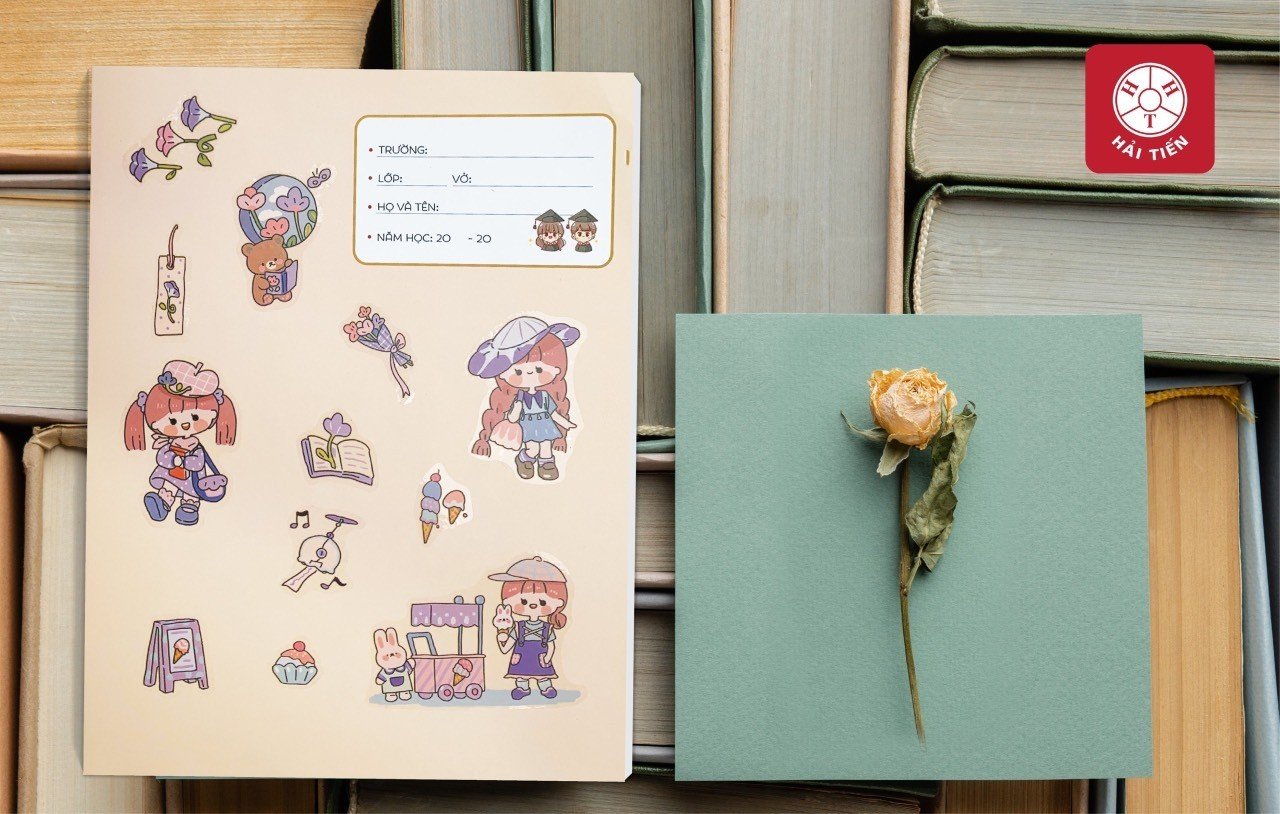 HẢI TIẾN Tập ô ly Sticker (96 trang) - 100g/m2 (Giao mẫu ngẫu nhiên - Có tặng kèm Sticker - Lốc 3 cuốn)