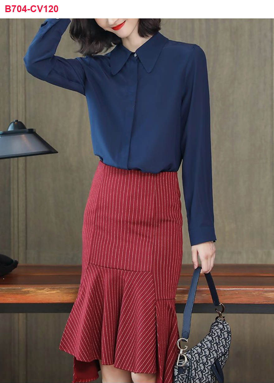 [HCM]CV120- Chân váy sọc kate 2 lớp