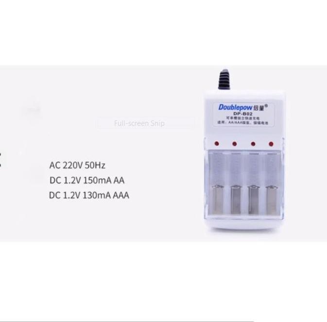 Combo sạc Doublepow DP-B02 và 4 pin tiểu sạc AAA1050mAh