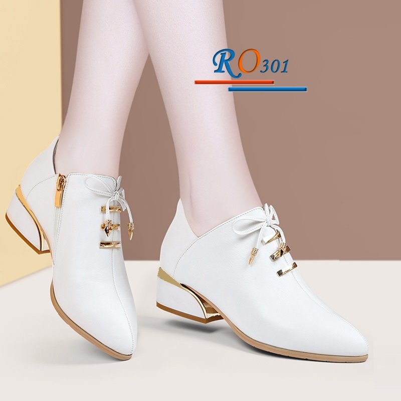 Giày bốt nữ cổ ngắn hàng hiệu Rosata RO301