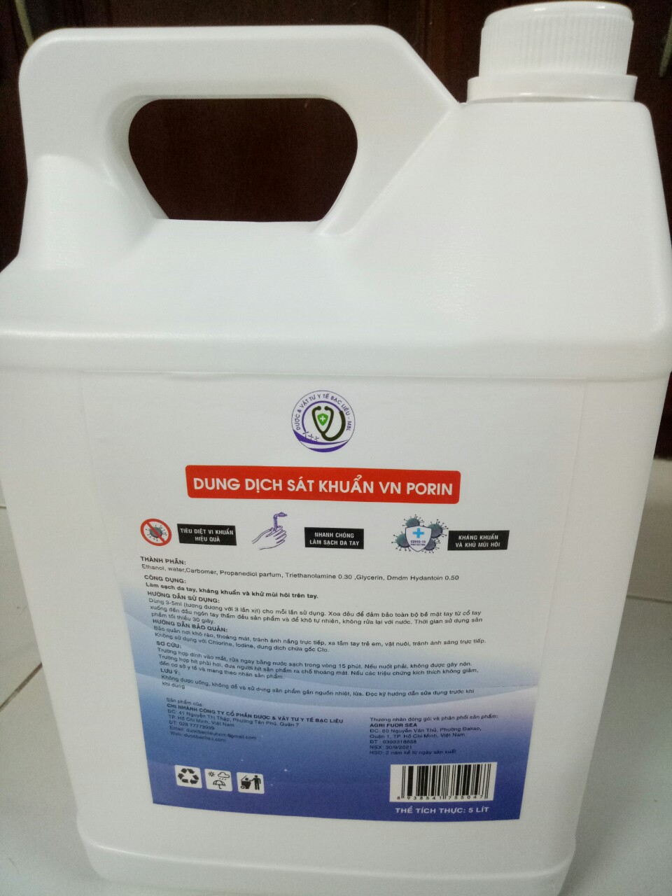 Nước rửa tay diệt khuẩn - 5 lít