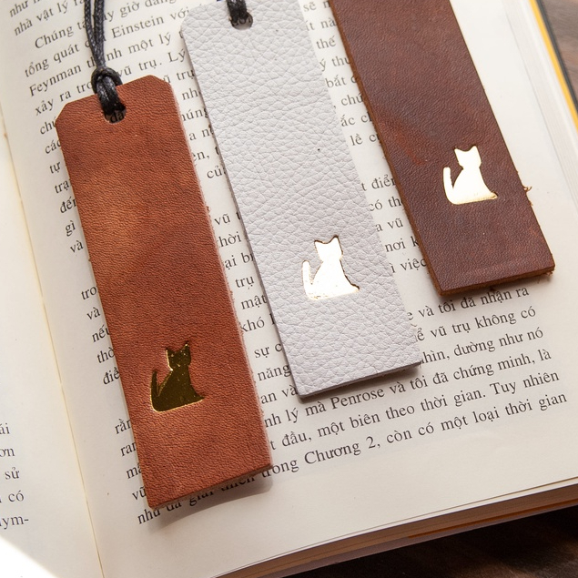 Bookmark Vintage, Bookmark Mèo Da Thật Handmade, Dễ Thương, Quà Tặng Lưu Niệm Đáng Nhớ