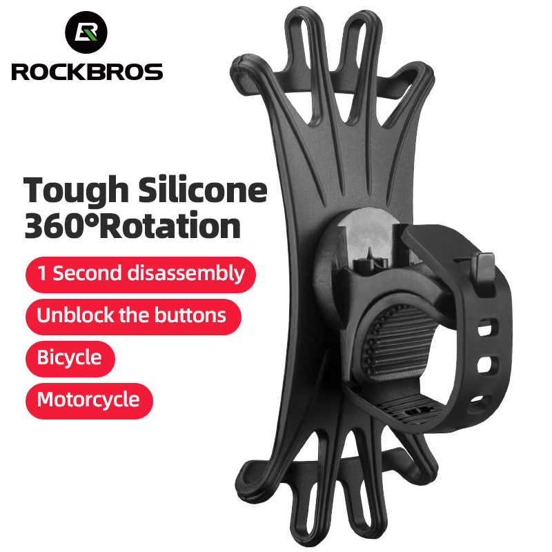【Giao hàng địa phương】ROCKBROS Giá đỡ điện thoại dạng kẹp an toàn dễ dàng lắp chống trượt chống sốc xoay được 360 độ cực kỳ chắc chắn gắn tay lái xe đạp xe máy 4-6.5inch-INTL