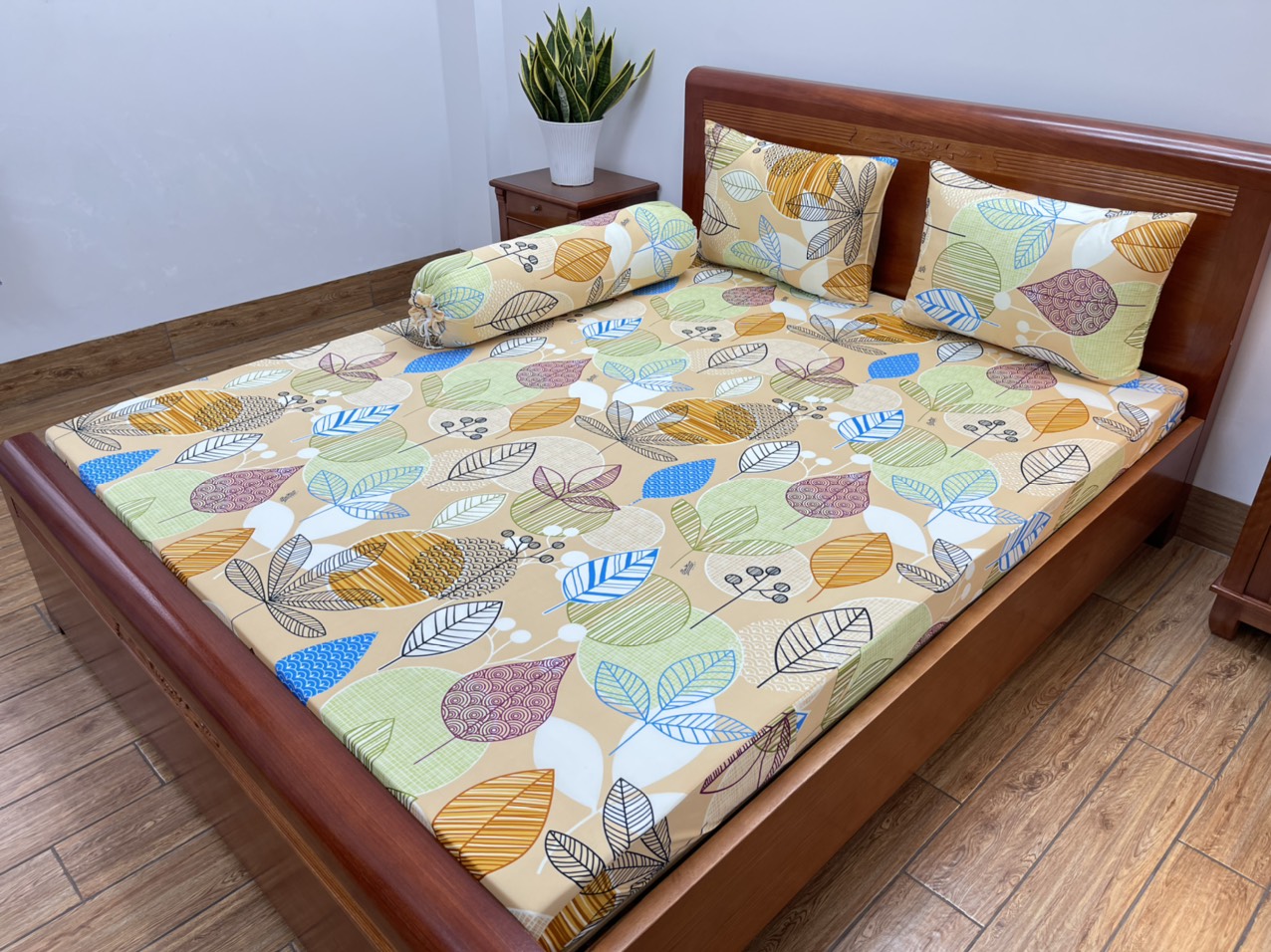 Bộ Ga Giường Thun Lạnh Hàn Quốc 4 Món ( 1 ga bọc + 2 vỏ gối nằm + 1 vỏ gối ôm )
