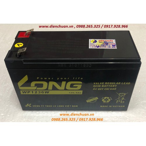 Ắc quy Long WP9-12SHR ( 12V-9Ah ) - Ắc quy Long 9A dùng cho UPS, lưu điện cửa cuốn, loa kéo