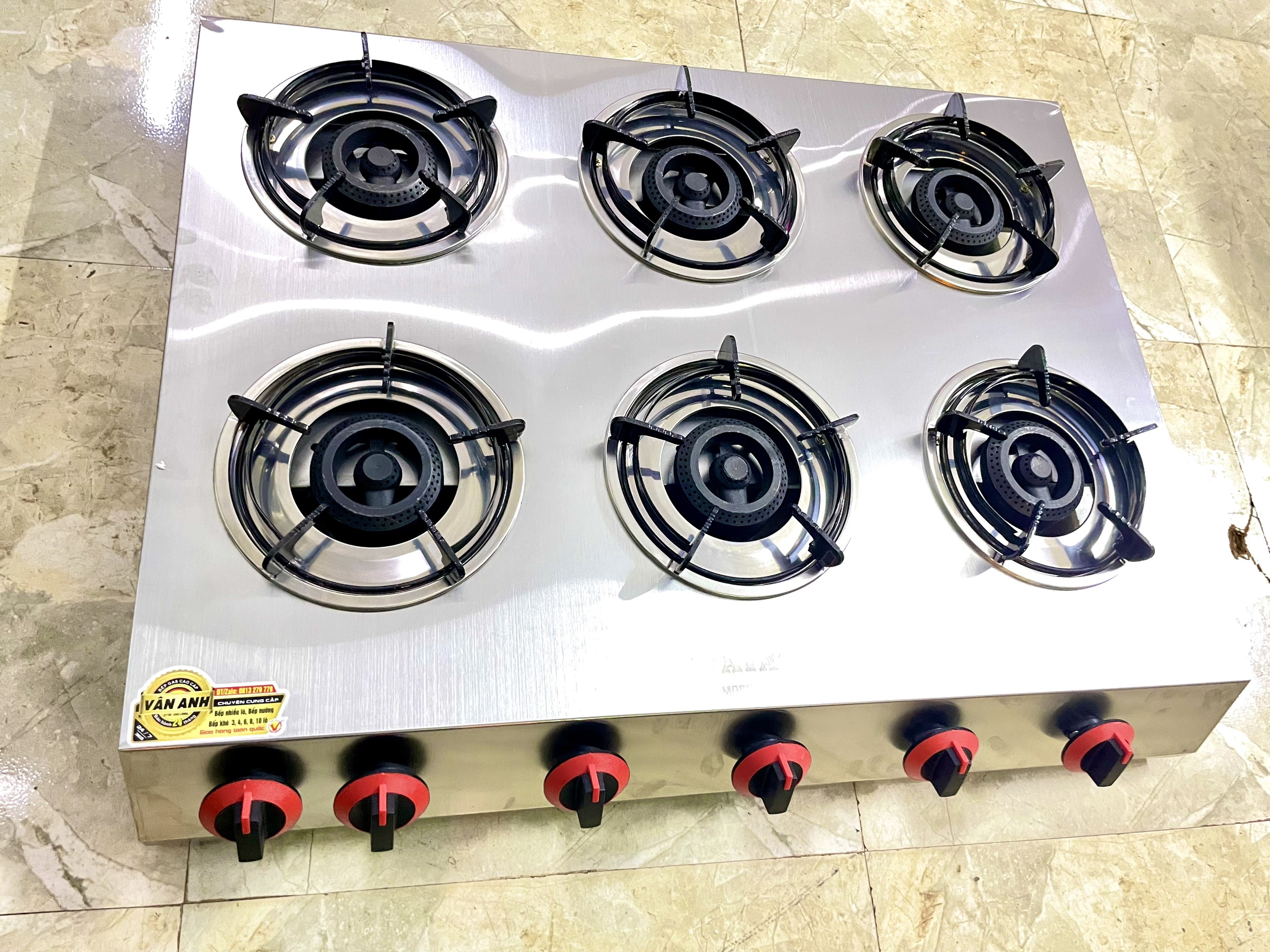 BẾP GAS 6 LÒ INOX CAO CẤP WHATASHI