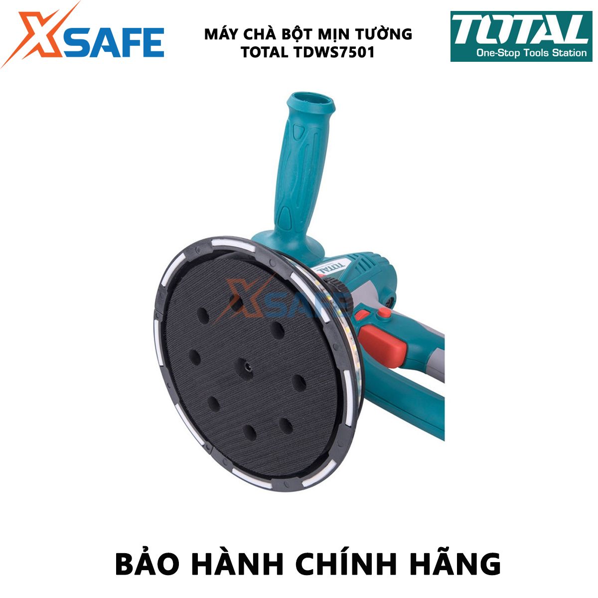 Machine scrub powder smooth wall Total TDWS7501 | machine scrub smooth wall capacity: 750W attached 5 pieces sanding, 2 ống bowel chicken and 1 dust bag, used for polishing the surface of the wall before painting [XTools] [xsafe]