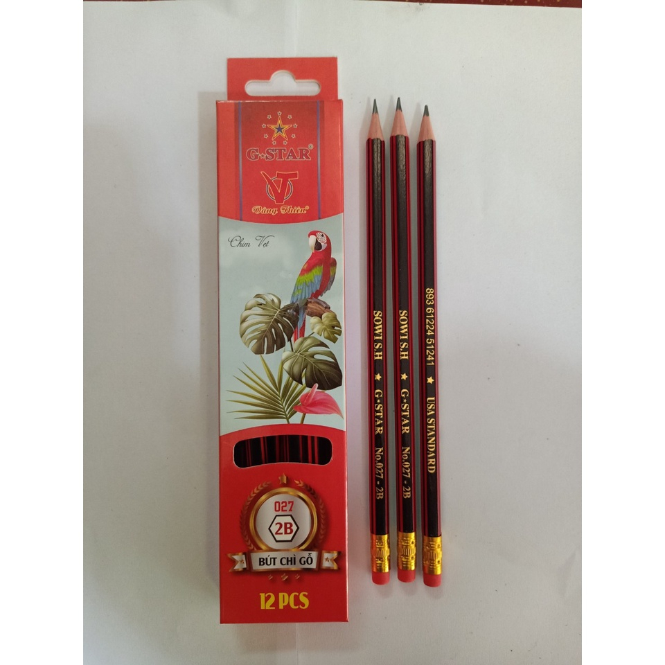 [Lẻ 1 cây] Bút viết chì gỗ Gstar 027 ngòi 2B