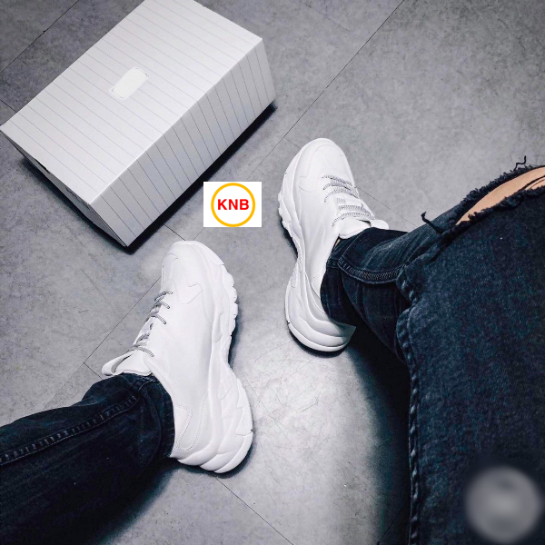 Giày Thể Thao Sneaker Nam Nữ MLB NY chữ nổi màu đen giày độn đế cao, đường chỉ may tỉ mỉ, in 3d không bong tróc