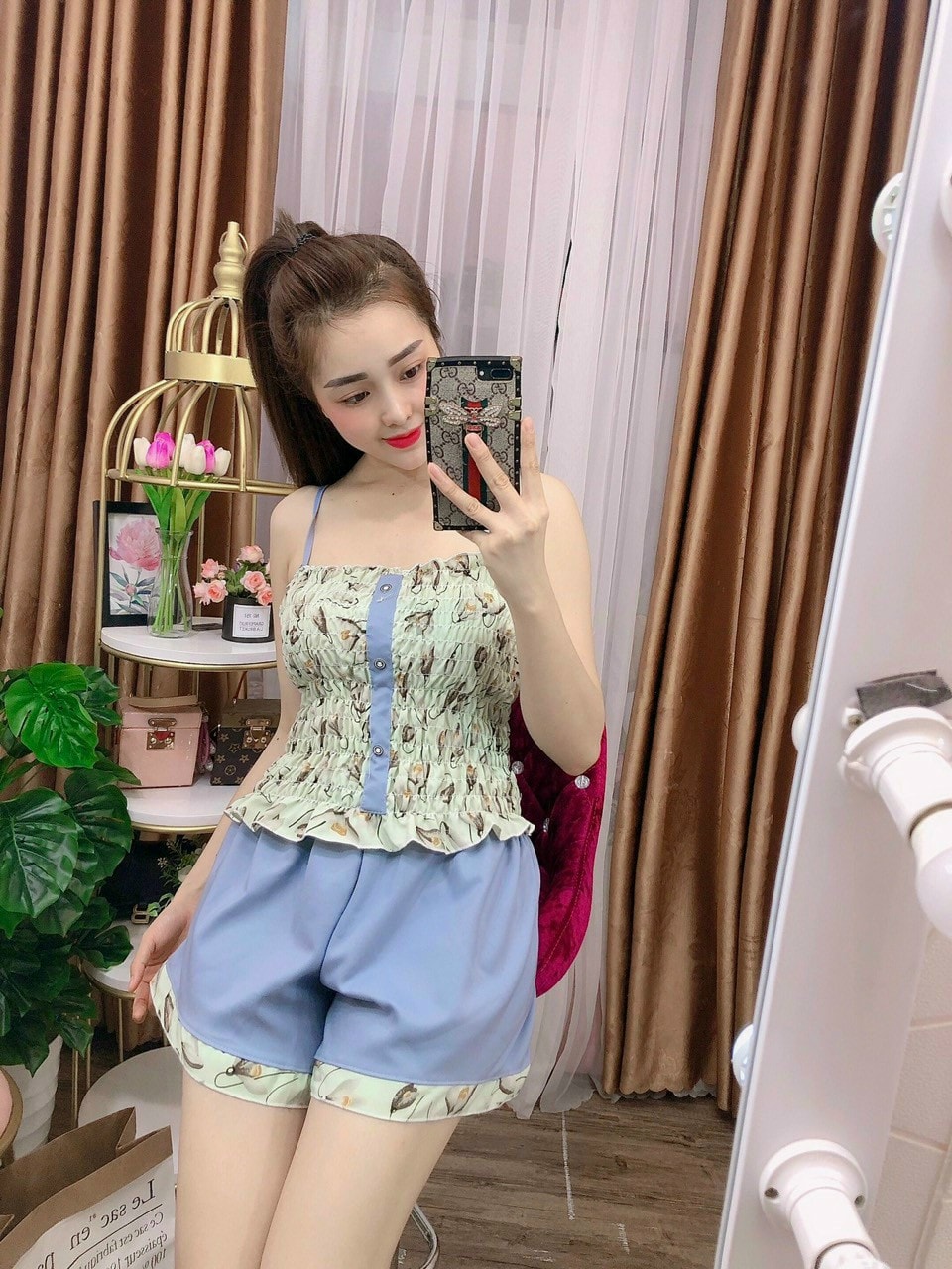 Set đồ bộ mặc nhà Hoa nhí cực xinh Lụa hàn