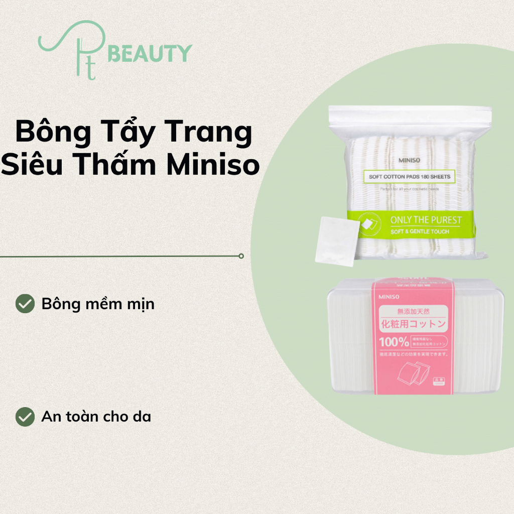 Bông Tẩy Trang Siêu Thấm Miniso - 180 Miếng