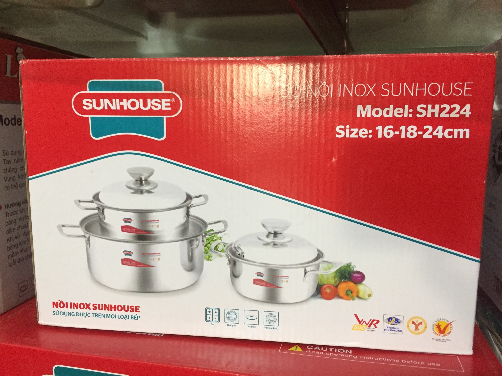 Bộ nồi Sunhouse SH224 ba chiếc inox
