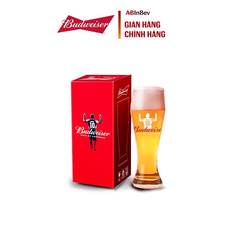 Ly thuỷ tinh budweiser messi cao cấp