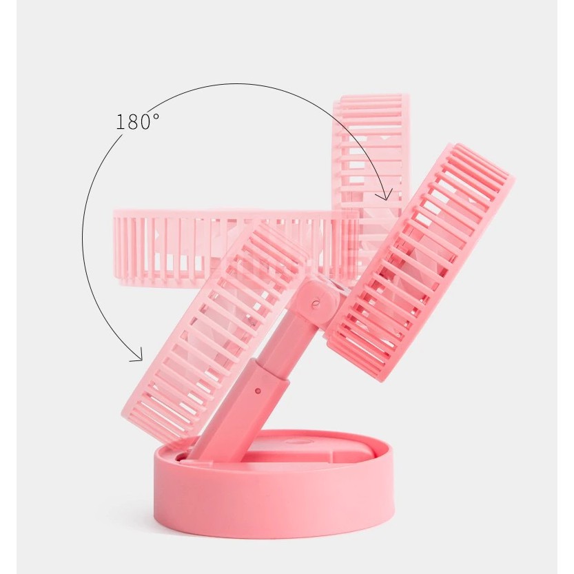 Máy quạt mini để bàn tích điện gấp gọn 3 cấp độ gió siêu mát, Quạt tích điện gấp gọn để bàn sạc điện kèm giá đỡ điện thoại đa năng - BUM STORE