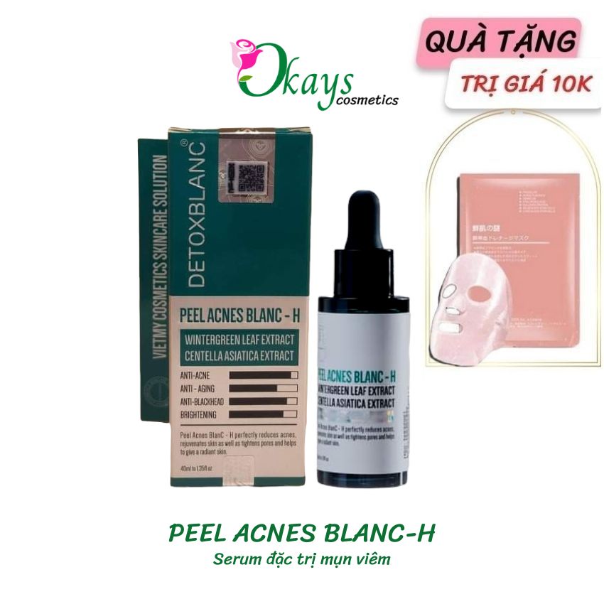 Tinh chất peel lộc đề Okays OK145,Serum mụn H peel acnes blanc giảm nhanh mụn sưng viêm trong vòng 48h, BHA tự nhiên 30ml-mẫu mới 2022 Detox Blanc số 13 tặng nạ nhau thai 10k