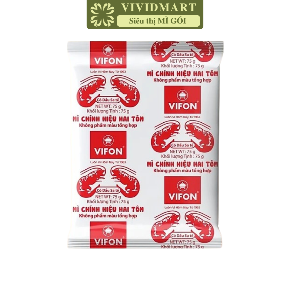 [GÓI LẺ] - VIFON - Mì chính hiệu hai tôm Vifon 3 vị: Sa tế 75g, Sa tế 60g, Không gia vị, Mì Vifon hai tôm (55-75g/gói)