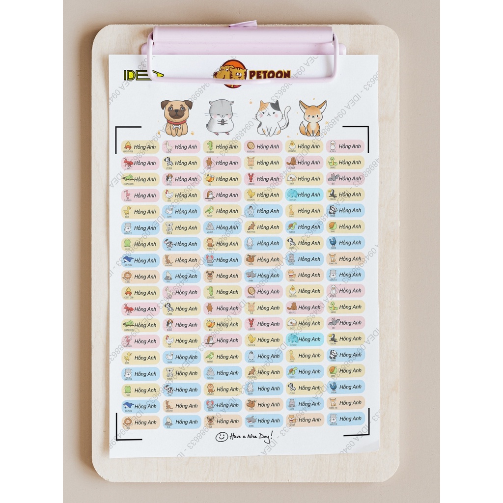 108 STICKER - PVC CHỐNG NƯỚC DÁN ĐỒ DÙNG HỌC TẬP (IN THEO YÊU CẦU)
