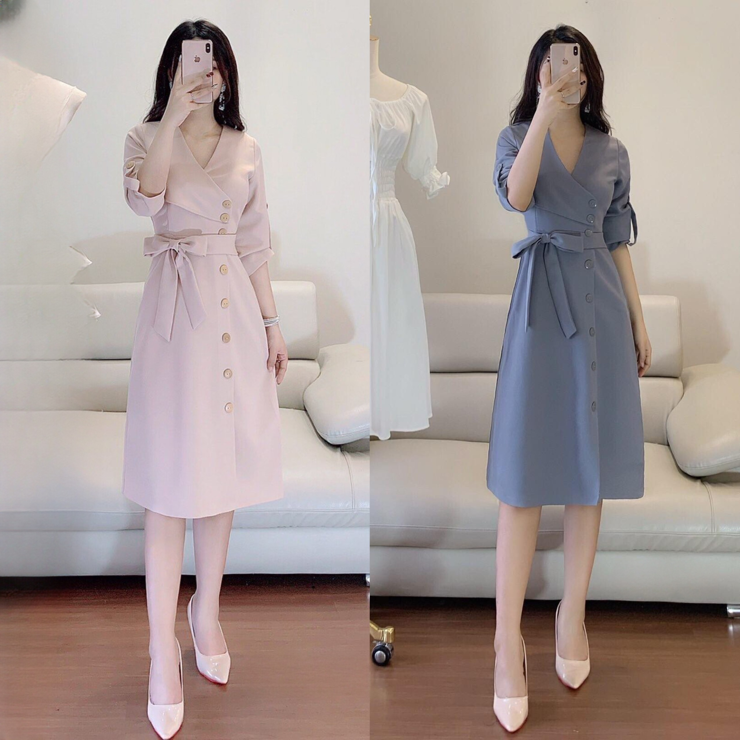 [HCM] Đầm Nữ Nút Kiểu Thắt Eo BEYEU1688 - BY8146