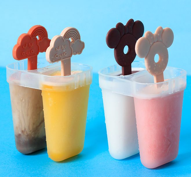 [Tặng Kèm 50 Que Gỗ] Khuôn Làm Kem Que 3 Ô Chất Liệu Silicone An Toàn, Khay Làm Kem Tại Nhà Nhiều Hình Dễ Thương