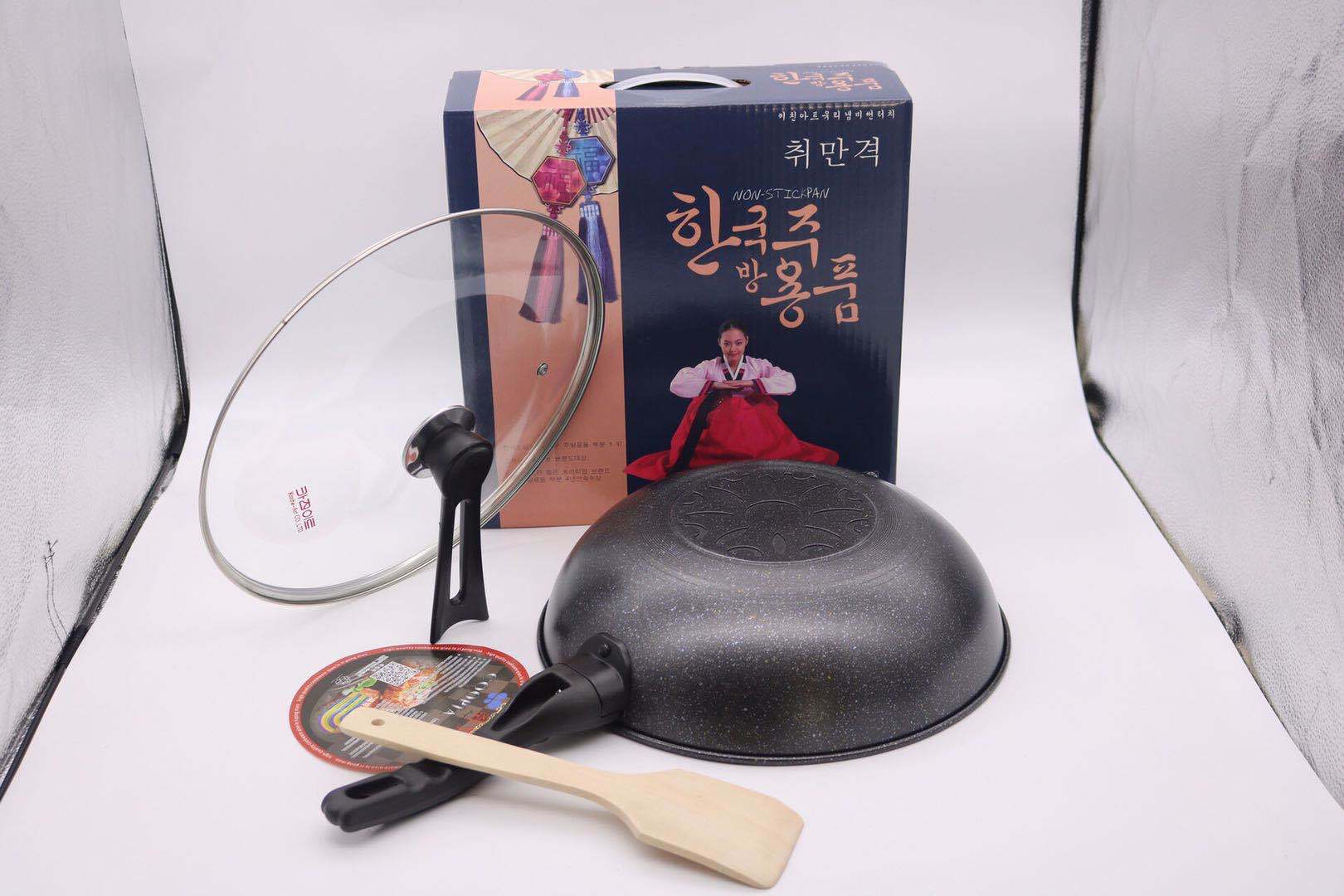 Chảo đá sâu lòng hàn quốc size 32cm có nắp