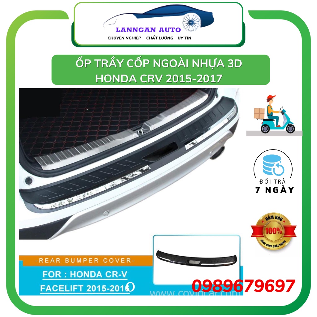 Ốp chống trầy cốp ngoài honda crv 2015-2017, mẫu nhựa 3d đen abs cao cấp , hàng loại 1 cao cấp